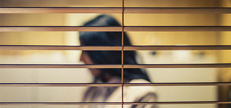 Visual of person through a window